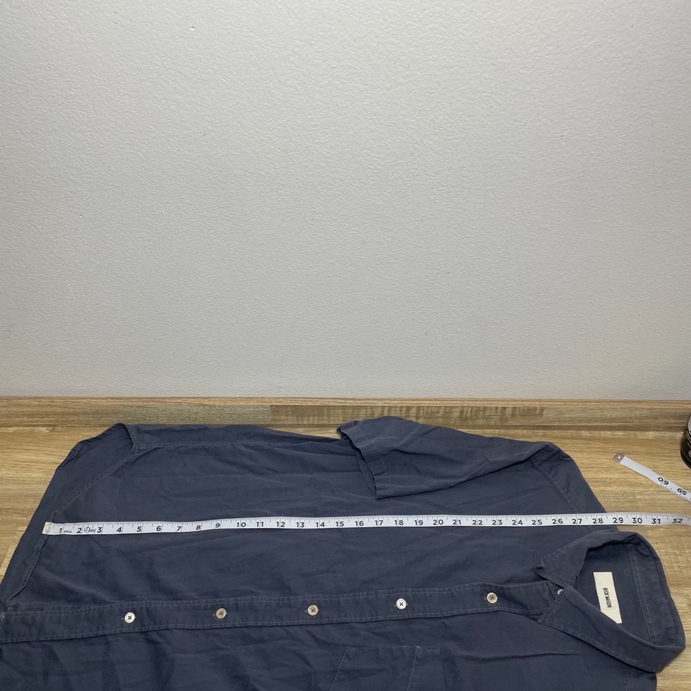 Buck Mason Mens Large Button Up Short Sleeve Shirt Slate Blue Cotton Rayon EUC - Picture 7 of 7